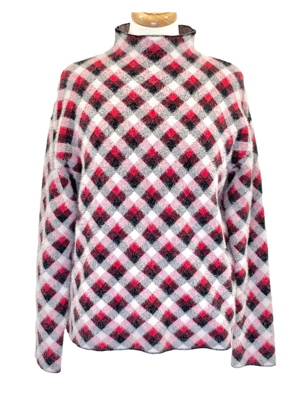 Tahari fuzzy checkered sweater